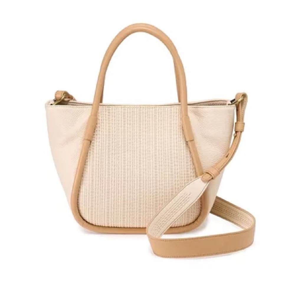 HOBO International Beige Tan Leather Crossbody Satchel Purse Bag